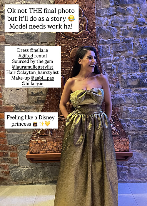 Zeinab Elguzouli at the IMRO awards. Pic: Zeinab Elguzouli Instagram